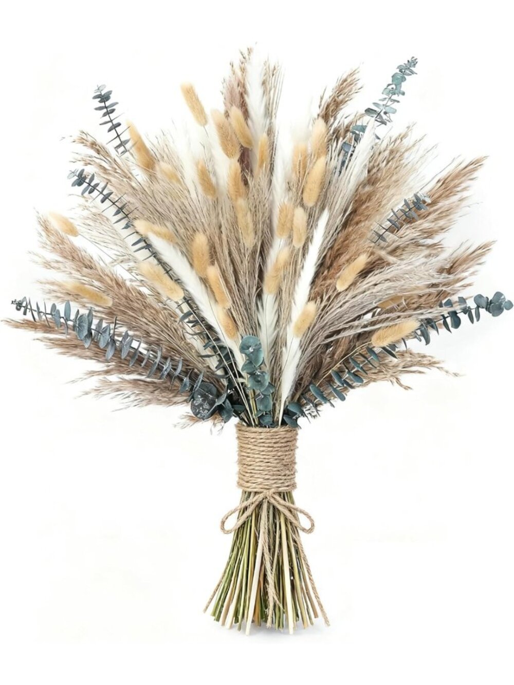 120 PCS Dried Pampas Grass Bouquet - Bohemian Home Decor, Rustic Wedding Flowers